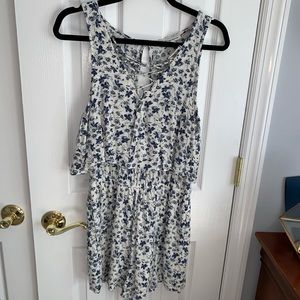 American Eagle Blue Floral Open Back Romper